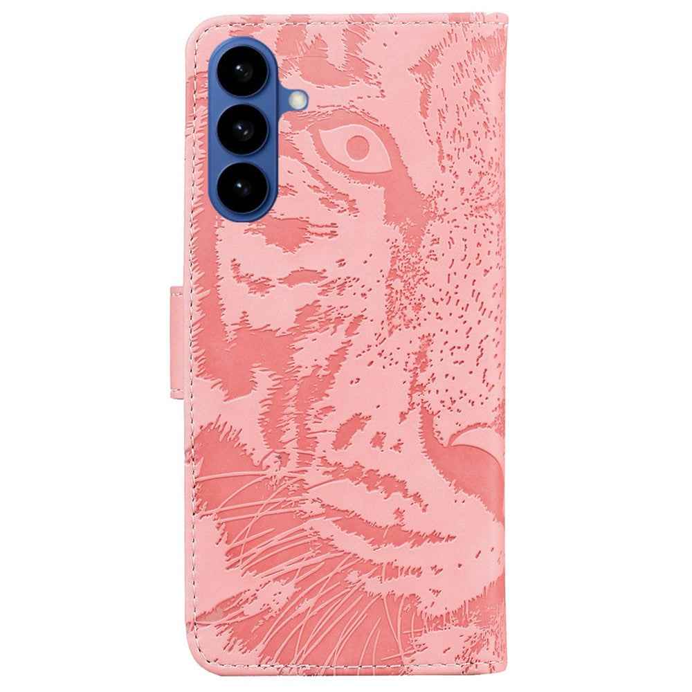 For Samsung Galaxy A57 5G Case Tiger Imprint Leather Wallet Phone Cover - Pink