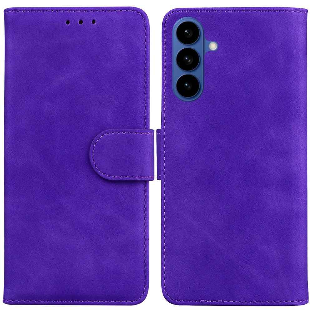 For Samsung Galaxy A57 5G Case Solid Color Leather Wallet Phone Cover - Purple