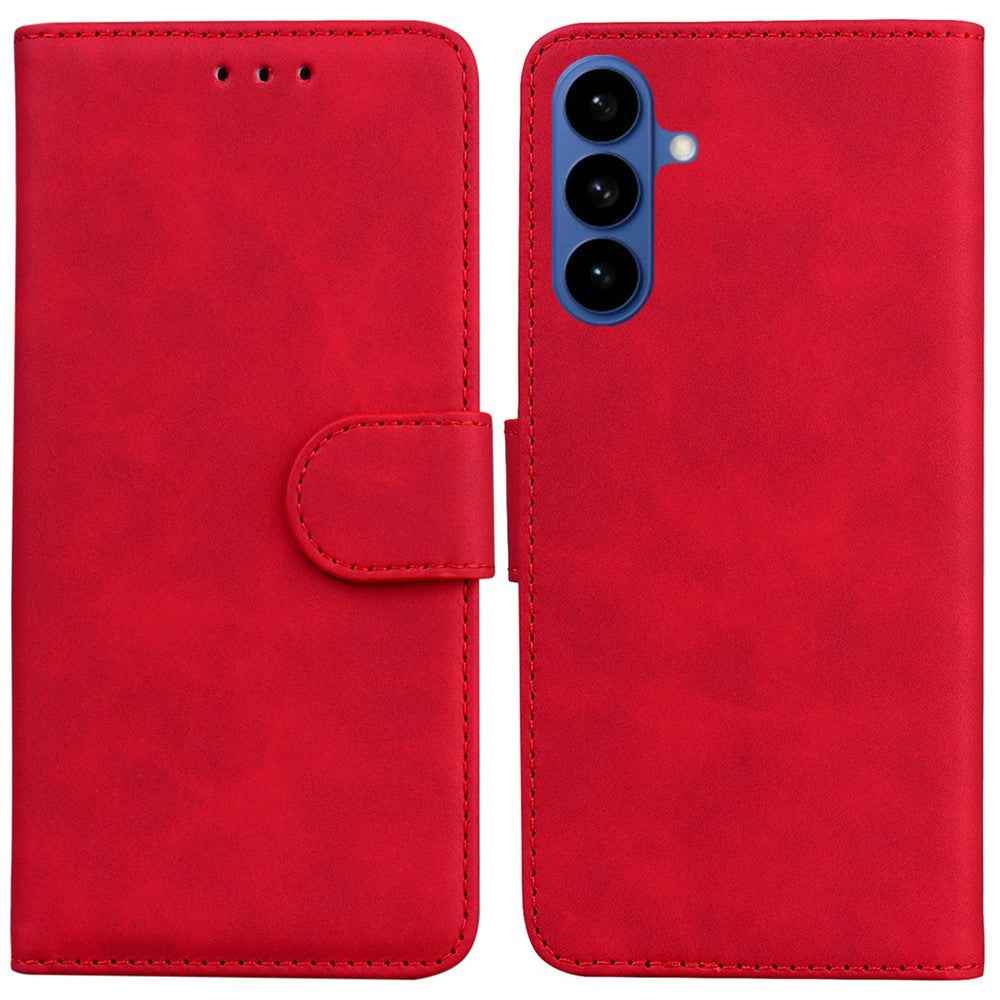 For Samsung Galaxy A57 5G Case Solid Color Leather Wallet Phone Cover - Red