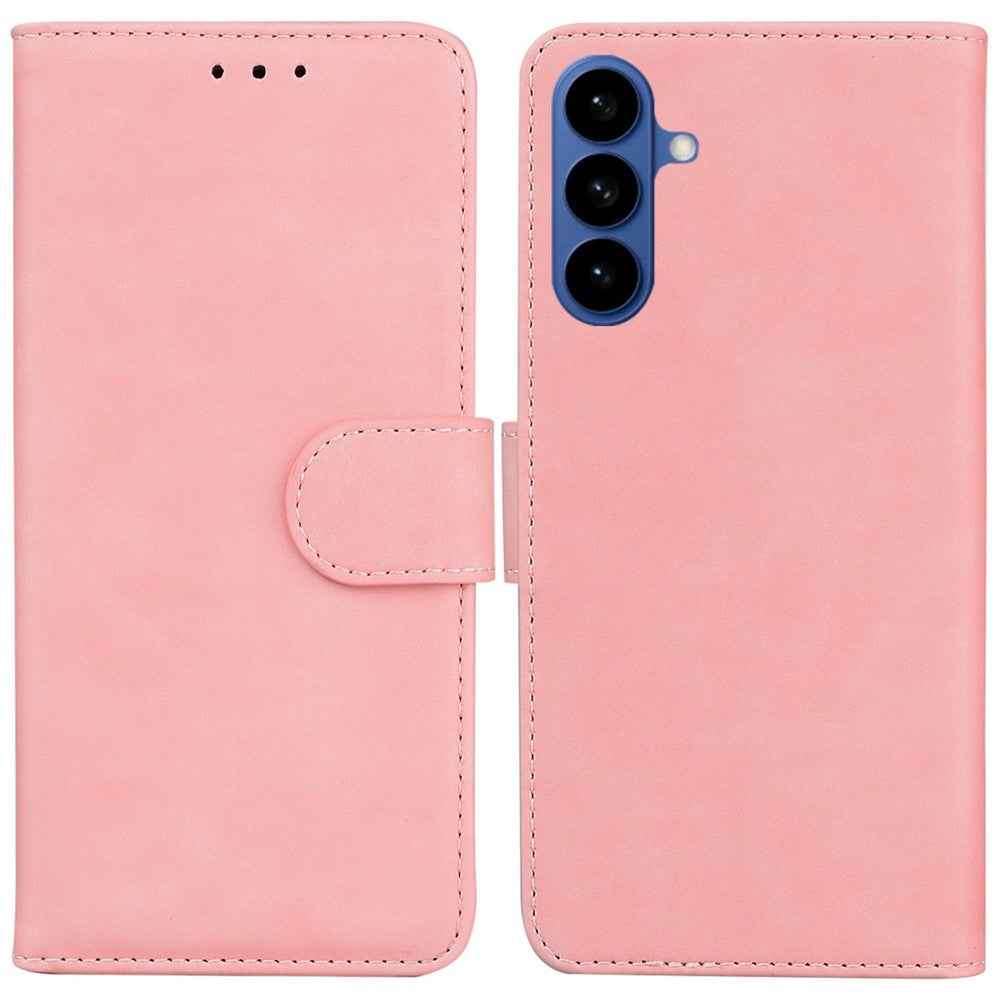 For Samsung Galaxy A57 5G Case Solid Color Leather Wallet Phone Cover - Pink