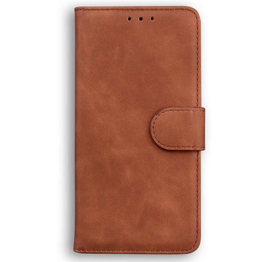 For Samsung Galaxy A57 5G Case Solid Color Leather Wallet Phone Cover - Brown