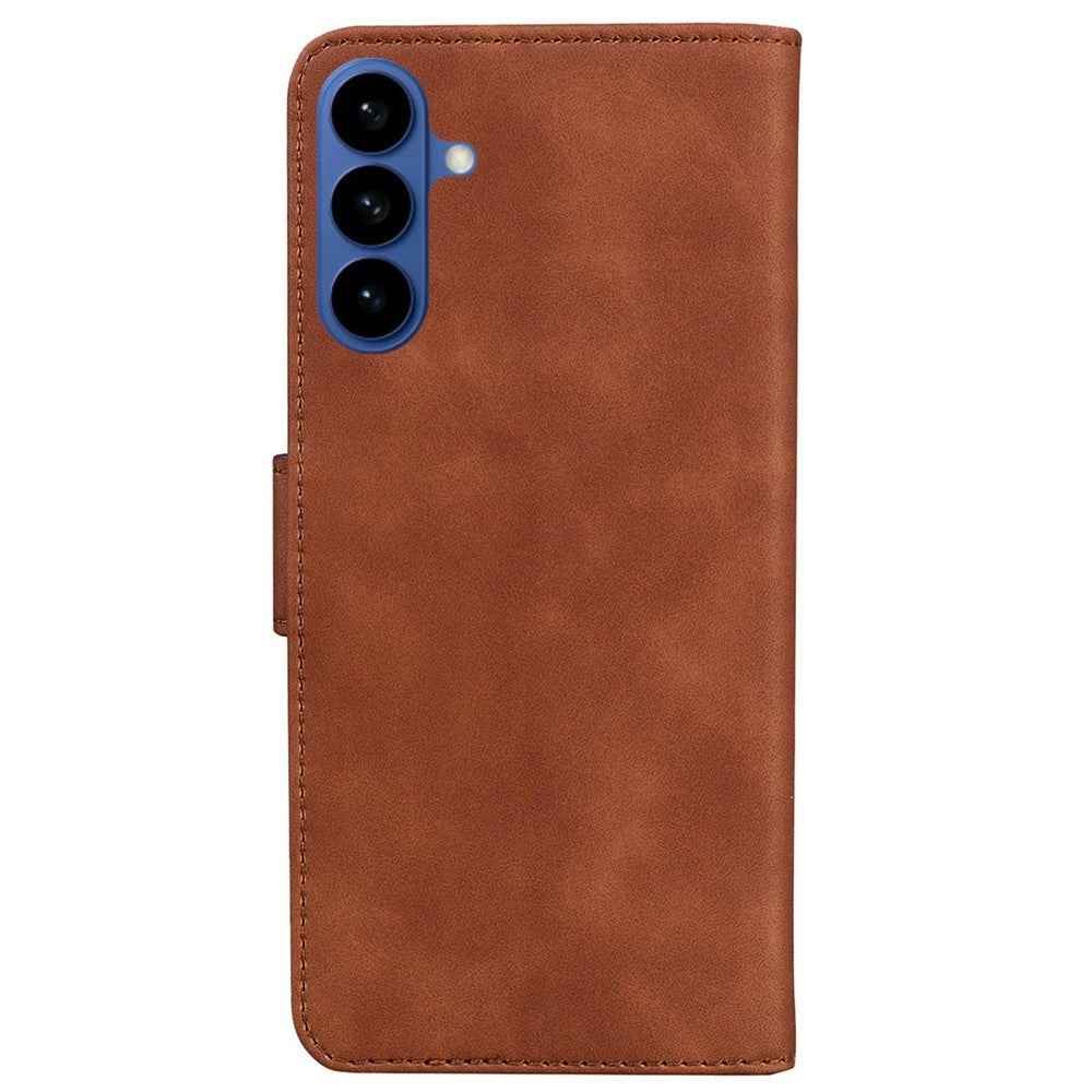 For Samsung Galaxy A57 5G Case Solid Color Leather Wallet Phone Cover - Brown