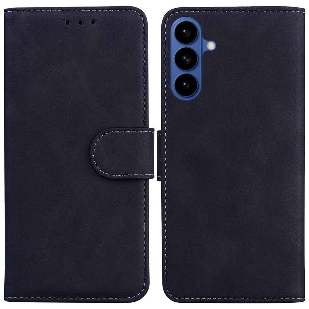 For Samsung Galaxy A57 5G Case Solid Color Leather Wallet Phone Cover - Black