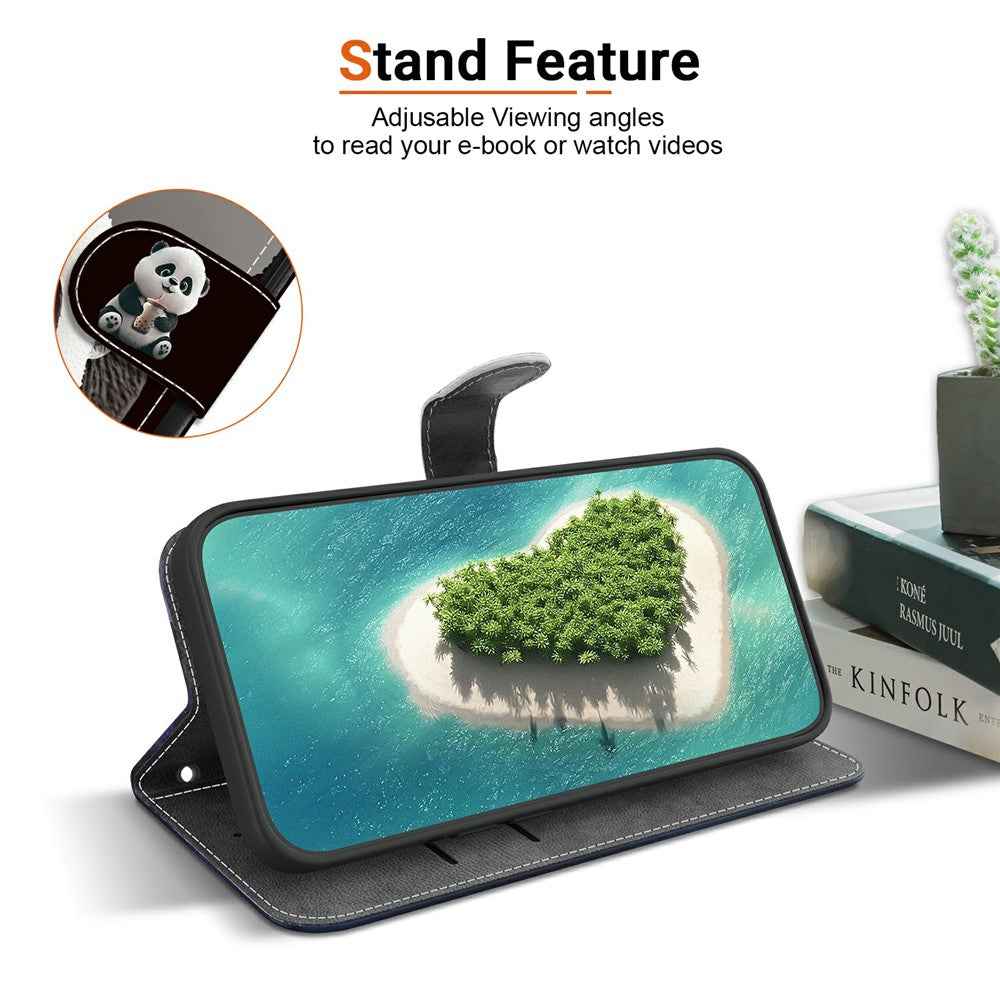 For Samsung Galaxy A57 5G Leather Case Stand Wallet Pattern Printing Phone Cover with Wrist Strap - Milk Tea Panda