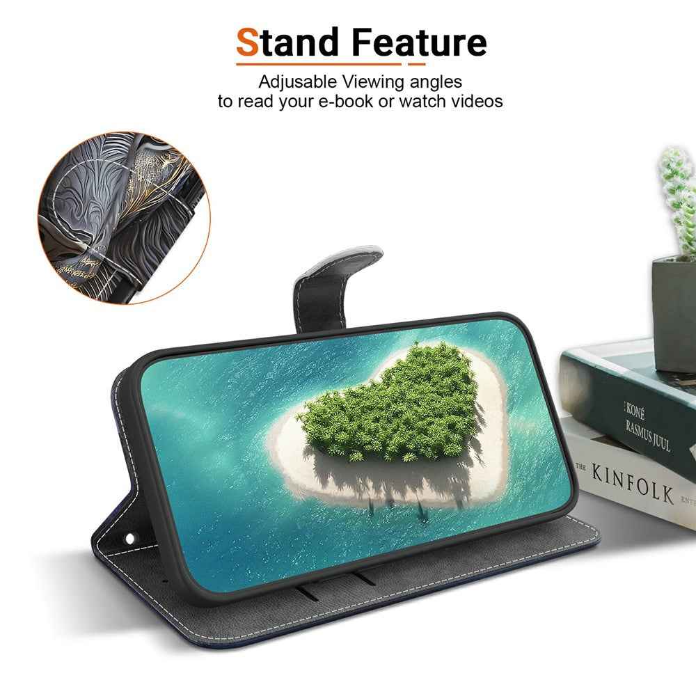 For Samsung Galaxy A57 5G Leather Case Stand Wallet Pattern Printing Phone Cover with Wrist Strap - Black Gold Lion