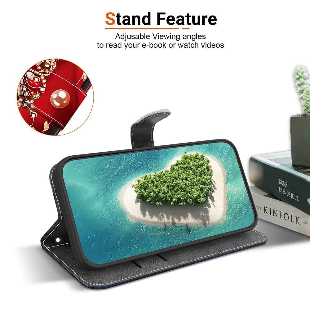 For Samsung Galaxy A57 5G Leather Case Stand Wallet Pattern Printing Phone Cover with Wrist Strap - Red Rose