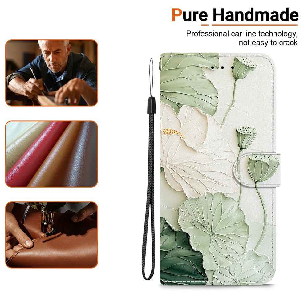 For Samsung Galaxy A57 5G Wallet Case Pattern Printing Leather Stand Phone Cover with Strap - Lotus