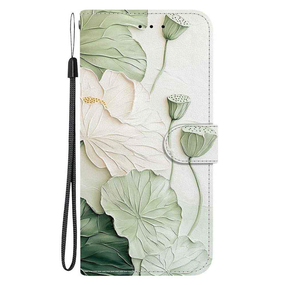 For Samsung Galaxy A57 5G Wallet Case Pattern Printing Leather Stand Phone Cover with Strap - Lotus