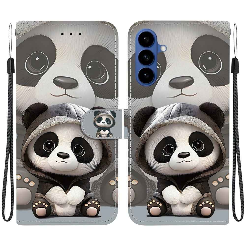 For Samsung Galaxy A57 5G Wallet Case Pattern Printing Leather Stand Phone Cover with Strap - Panda