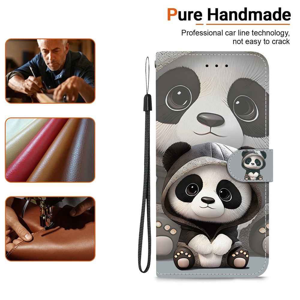 For Samsung Galaxy A57 5G Wallet Case Pattern Printing Leather Stand Phone Cover with Strap - Panda