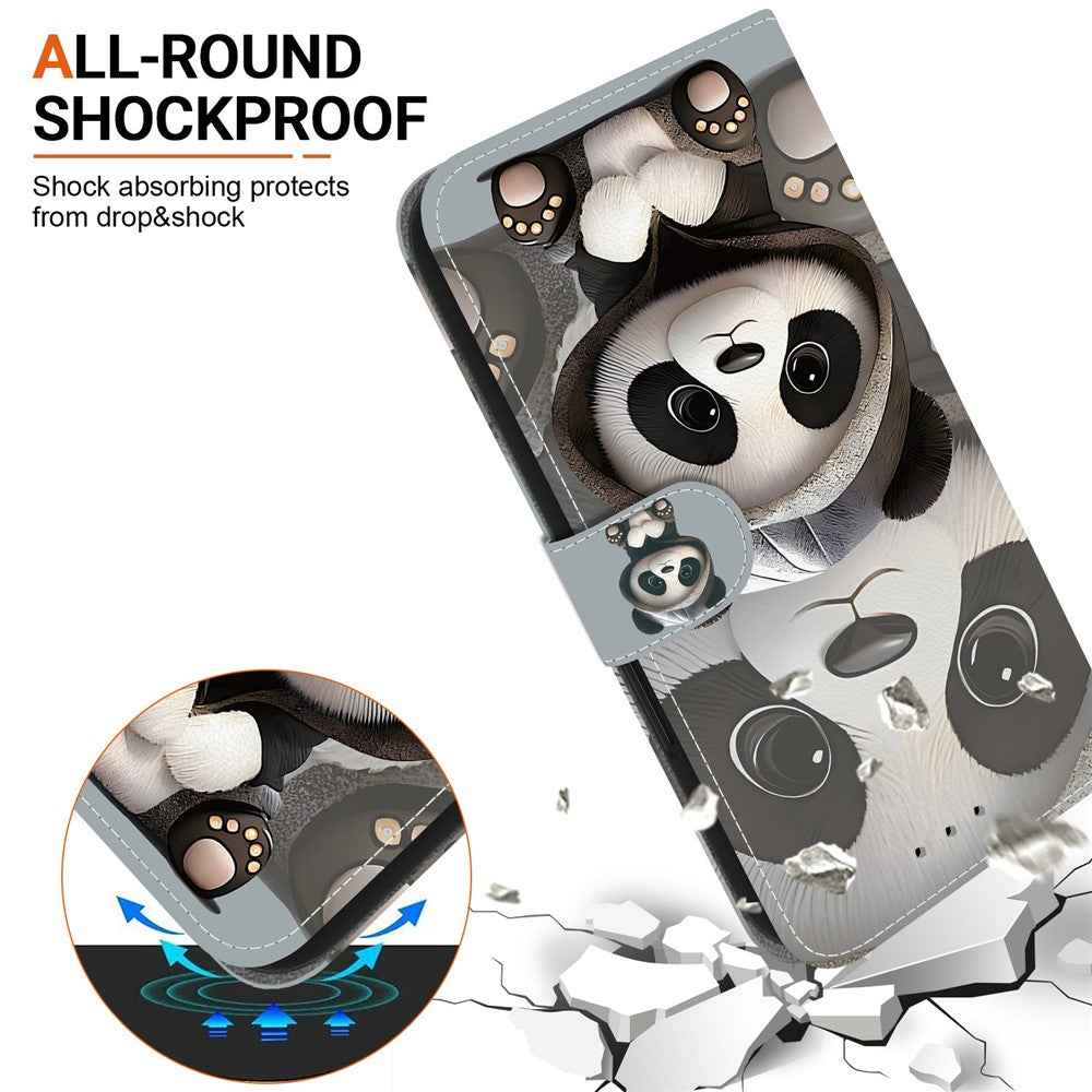 For Samsung Galaxy A57 5G Wallet Case Pattern Printing Leather Stand Phone Cover with Strap - Panda