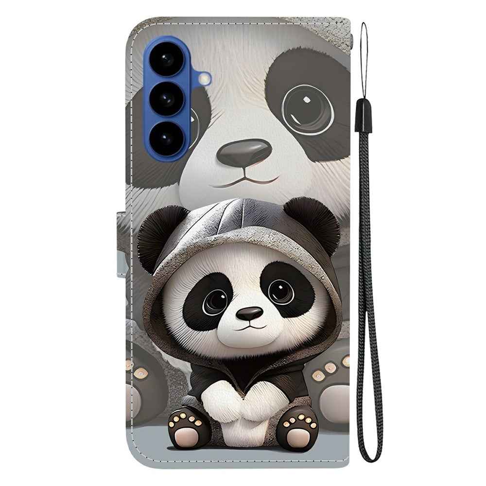 For Samsung Galaxy A57 5G Wallet Case Pattern Printing Leather Stand Phone Cover with Strap - Panda