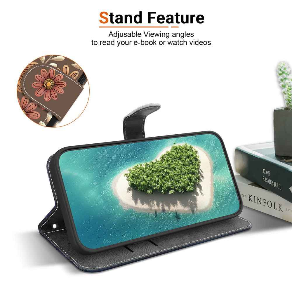 For Samsung Galaxy A57 5G Wallet Case Pattern Printing Leather Stand Phone Cover with Strap - Blossom