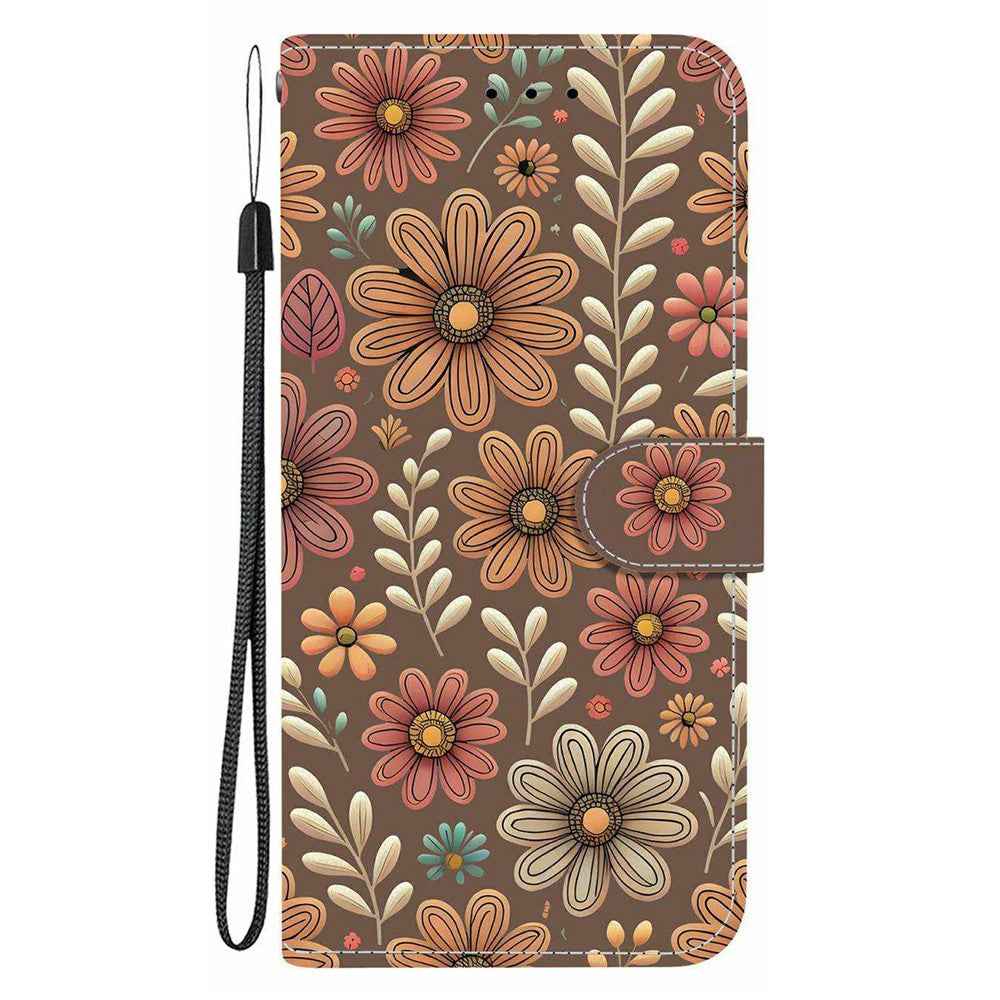 For Samsung Galaxy A57 5G Wallet Case Pattern Printing Leather Stand Phone Cover with Strap - Blossom