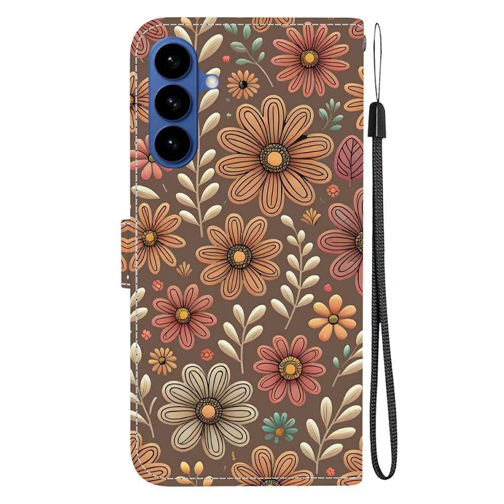 For Samsung Galaxy A57 5G Wallet Case Pattern Printing Leather Stand Phone Cover with Strap - Blossom