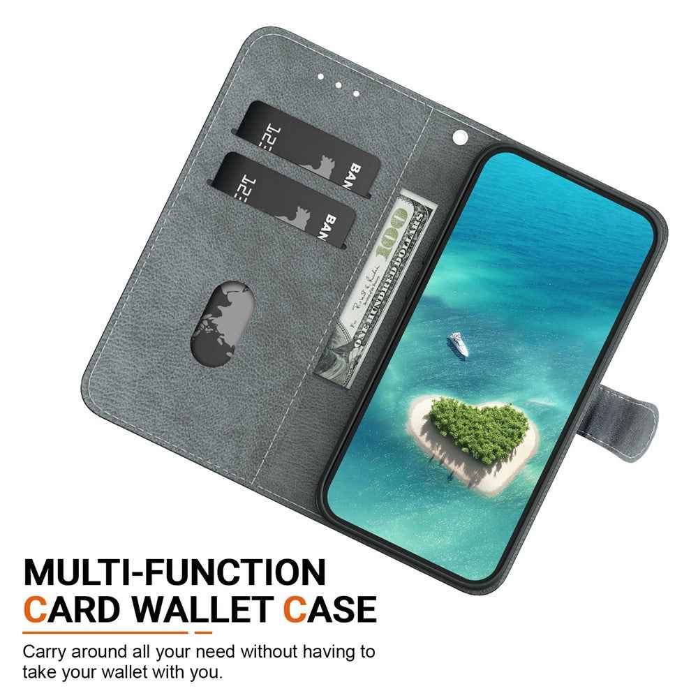 For Samsung Galaxy A57 5G Wallet Case Pattern Printing Leather Stand Phone Cover with Strap - Black Gold Heart