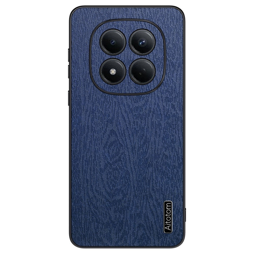 For Xiaomi Redmi Note 15 Pro 4G (Global) Case Wood Texture PU Leather Coated PC TPU Phone Cover - Blue