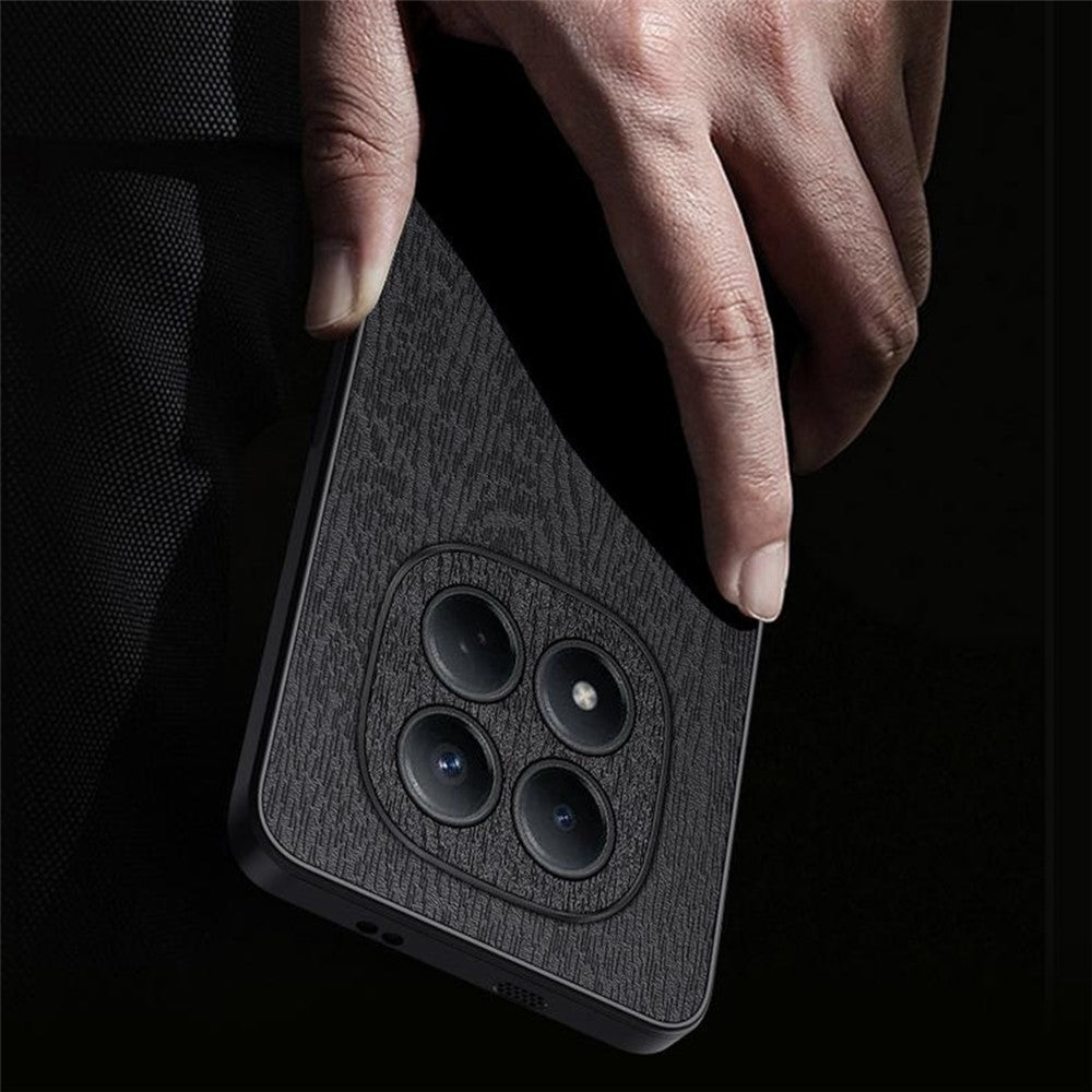 For Xiaomi Redmi Note 15 Pro 4G (Global) Case Wood Texture PU Leather Coated PC TPU Phone Cover - Grey