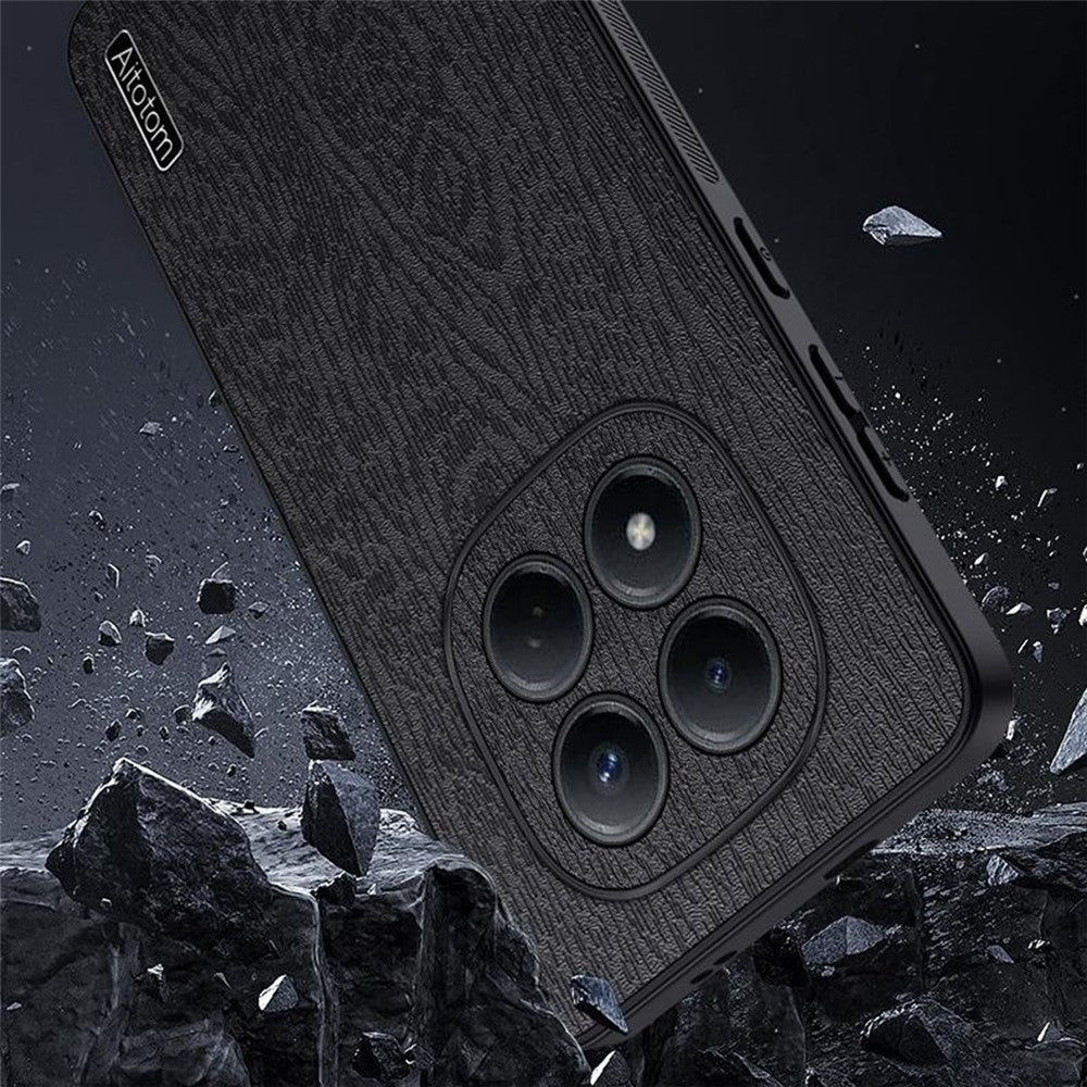 For Xiaomi Redmi Note 15 Pro 4G (Global) Case Wood Texture PU Leather Coated PC TPU Phone Cover - Grey