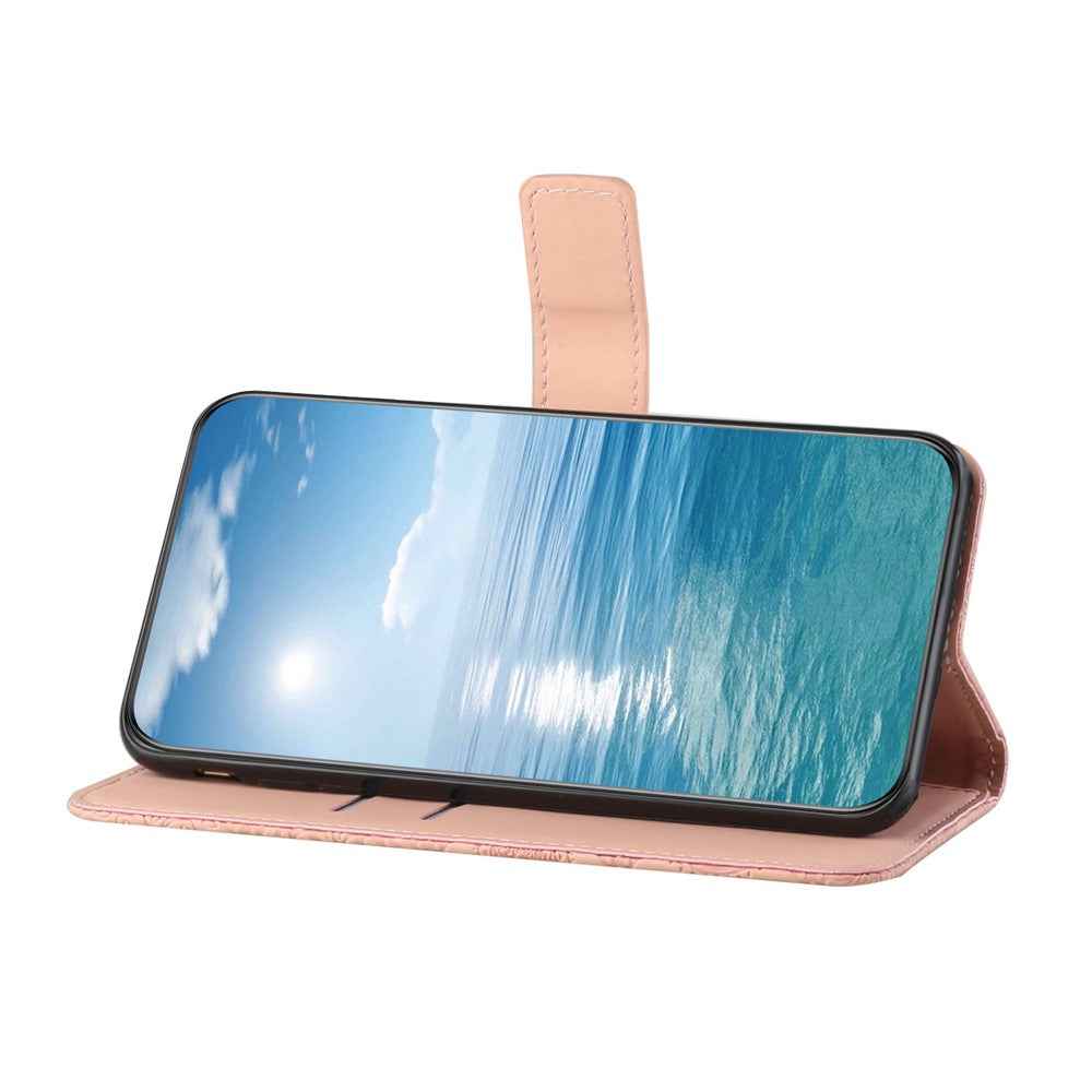 For Samsung Galaxy A57 5G Case Leather Case Ethnic Style Wallet Phone Cover with Strap - Pink