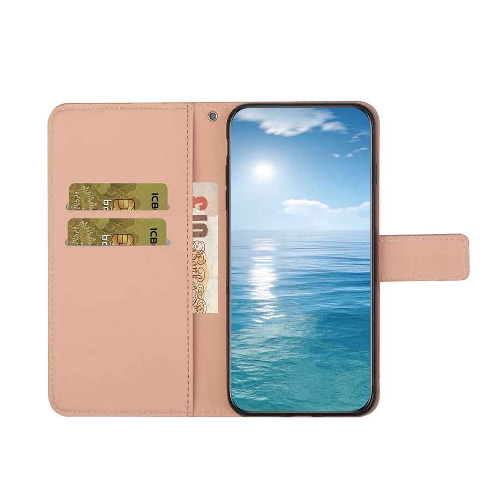 For Samsung Galaxy A57 5G Case Leather Case Ethnic Style Wallet Phone Cover with Strap - Pink