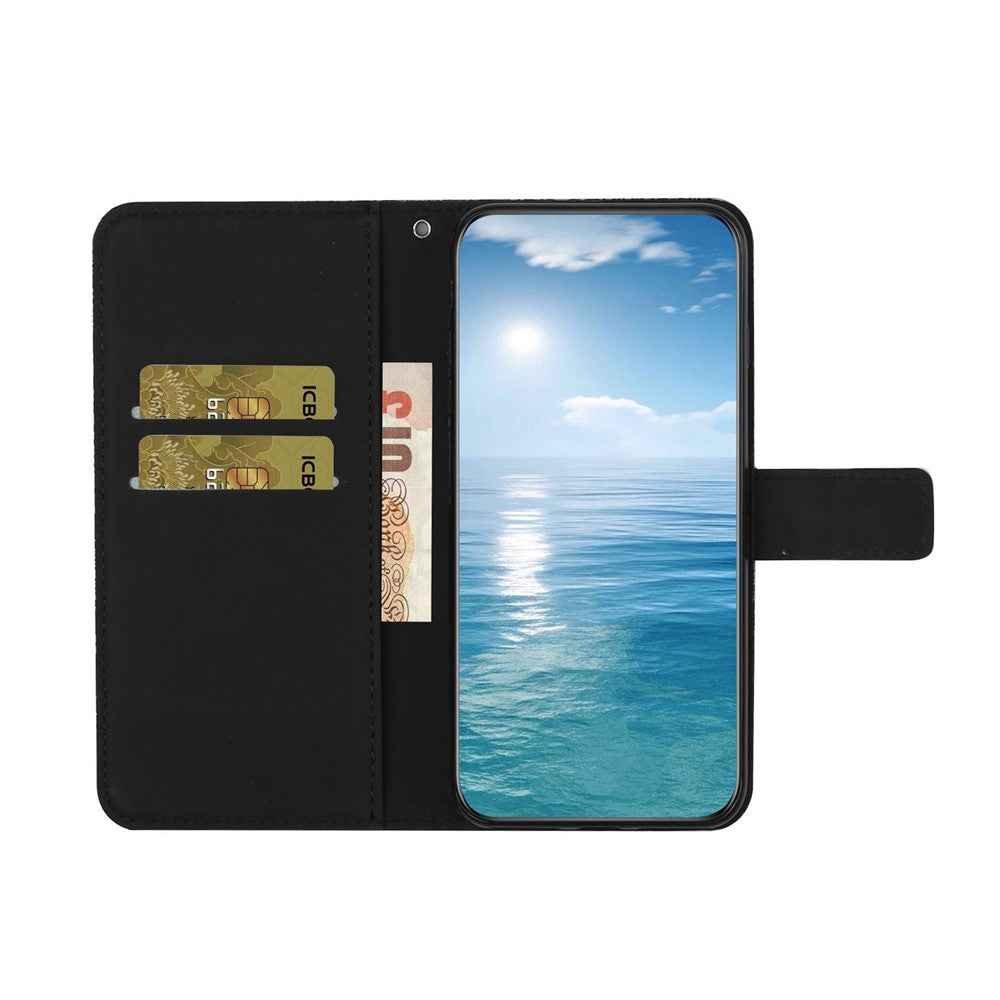 For Samsung Galaxy A57 5G Case Leather Case Ethnic Style Wallet Phone Cover with Strap - Black