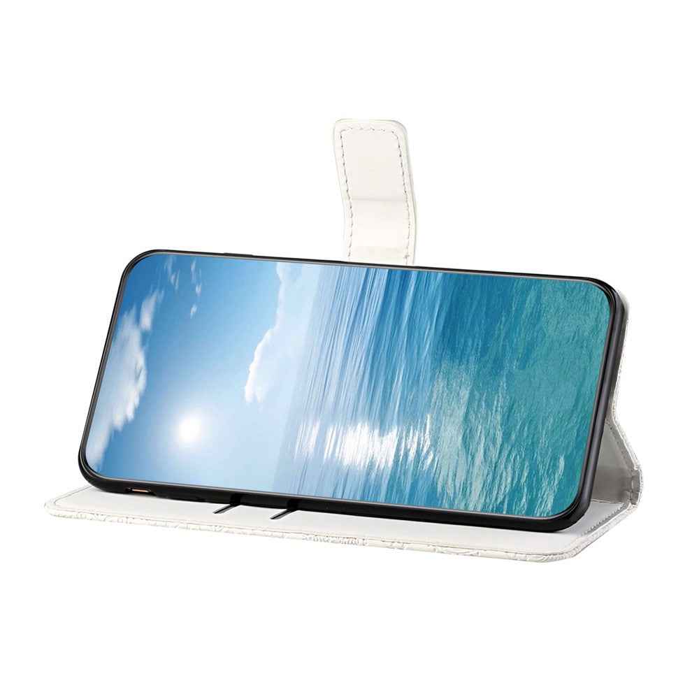 For Samsung Galaxy A57 5G Case Leather Case Ethnic Style Wallet Phone Cover with Strap - White