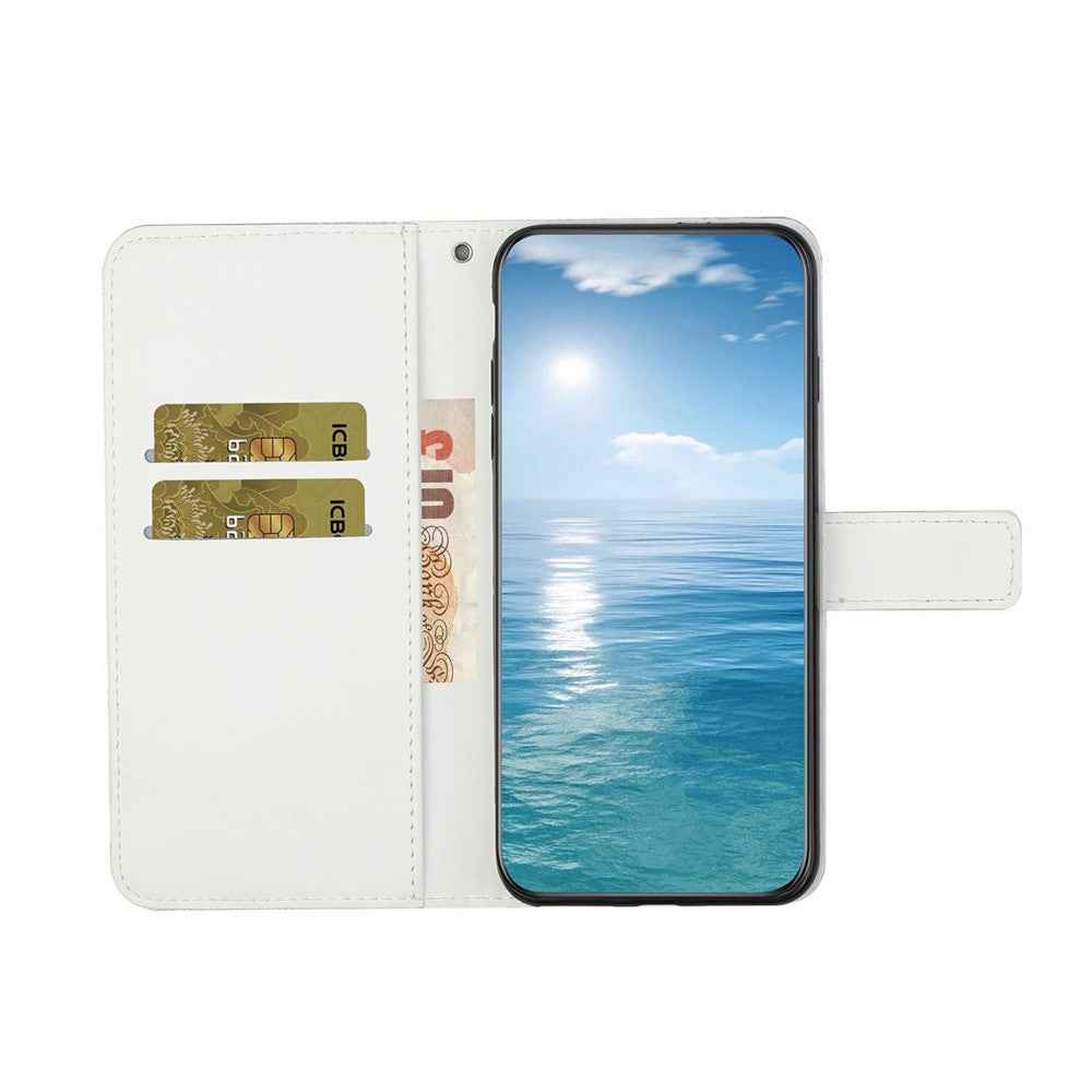 For Samsung Galaxy A57 5G Case Leather Case Ethnic Style Wallet Phone Cover with Strap - White