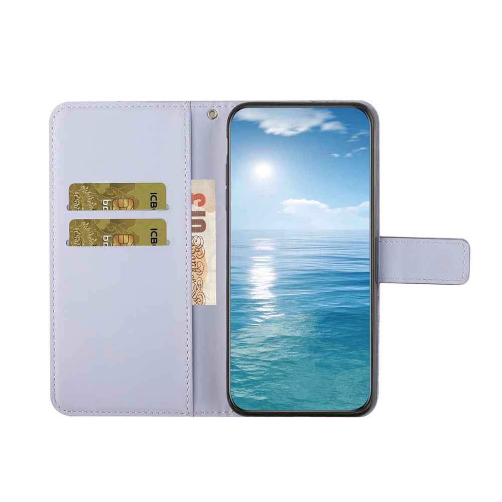 For Samsung Galaxy A57 5G Case Leather Case Ethnic Style Wallet Phone Cover with Strap - Purple