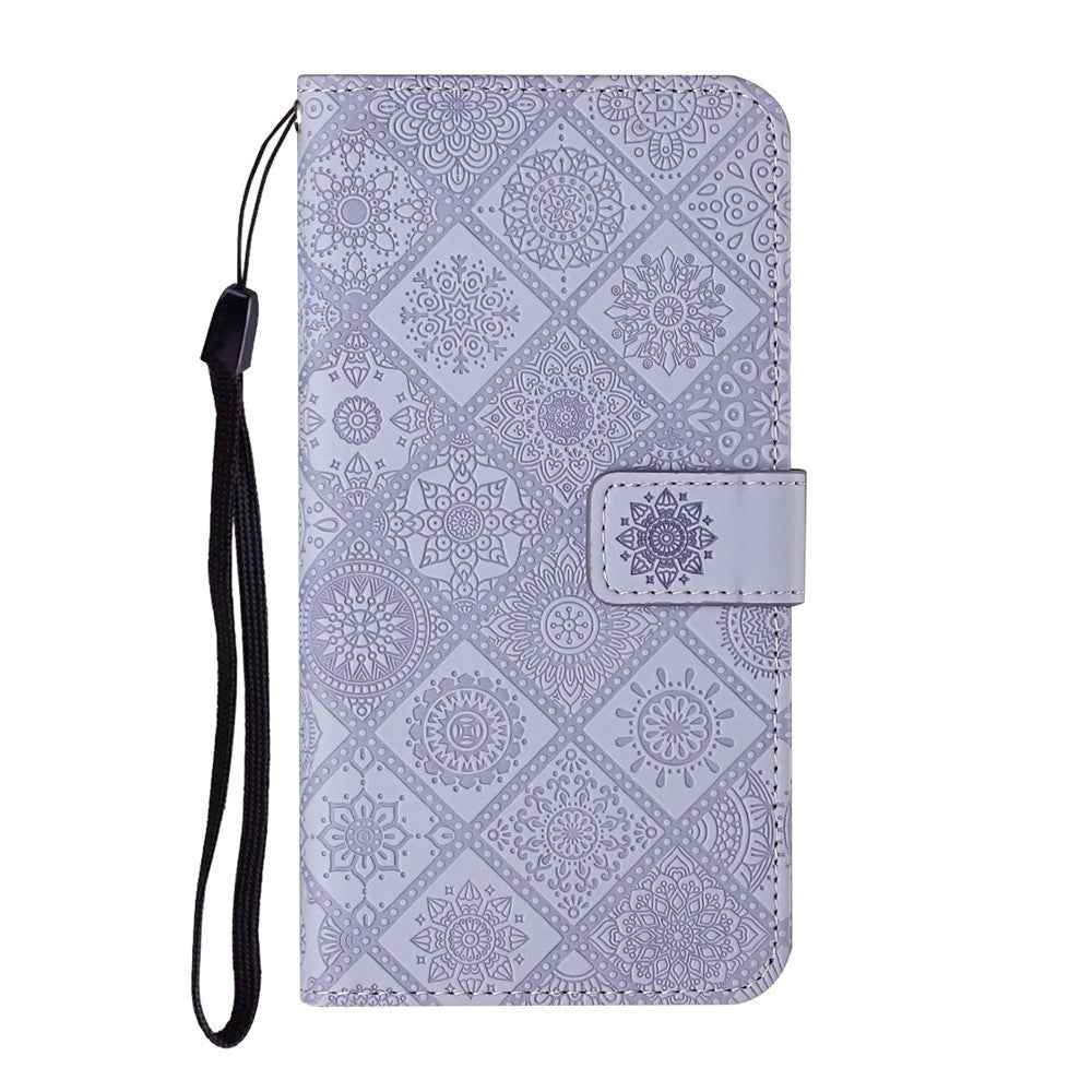 For Samsung Galaxy A57 5G Case Leather Case Ethnic Style Wallet Phone Cover with Strap - Purple