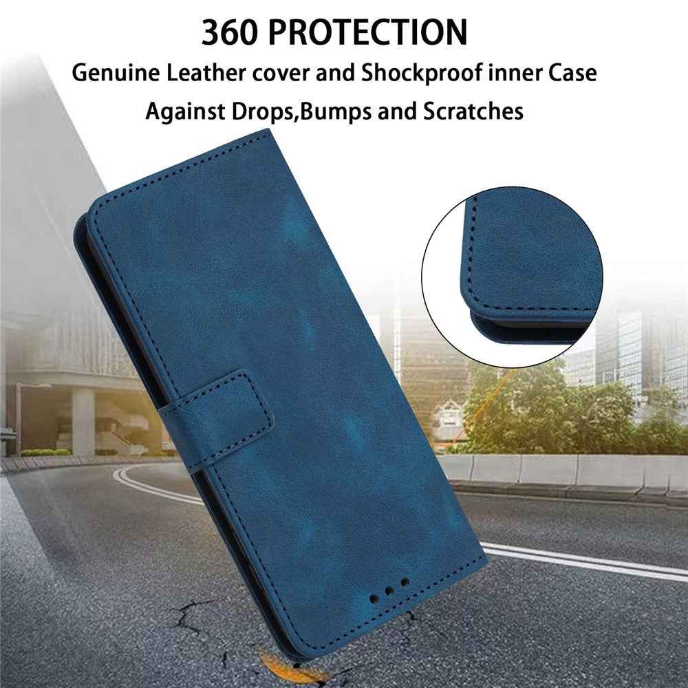 For Samsung Galaxy A57 5G Case Solid Color Leather Wallet Protective Phone Cover - Blue