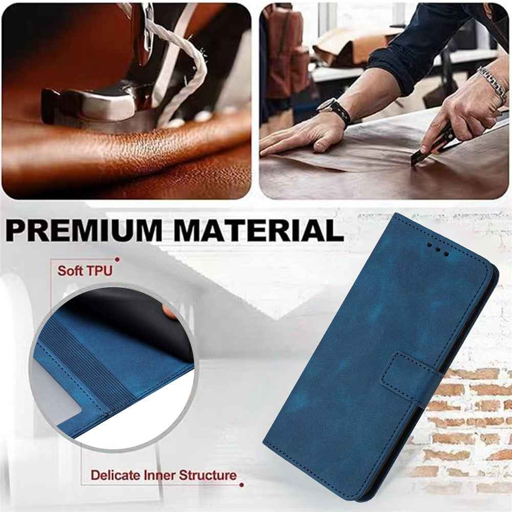 For Samsung Galaxy A57 5G Case Solid Color Leather Wallet Protective Phone Cover - Blue
