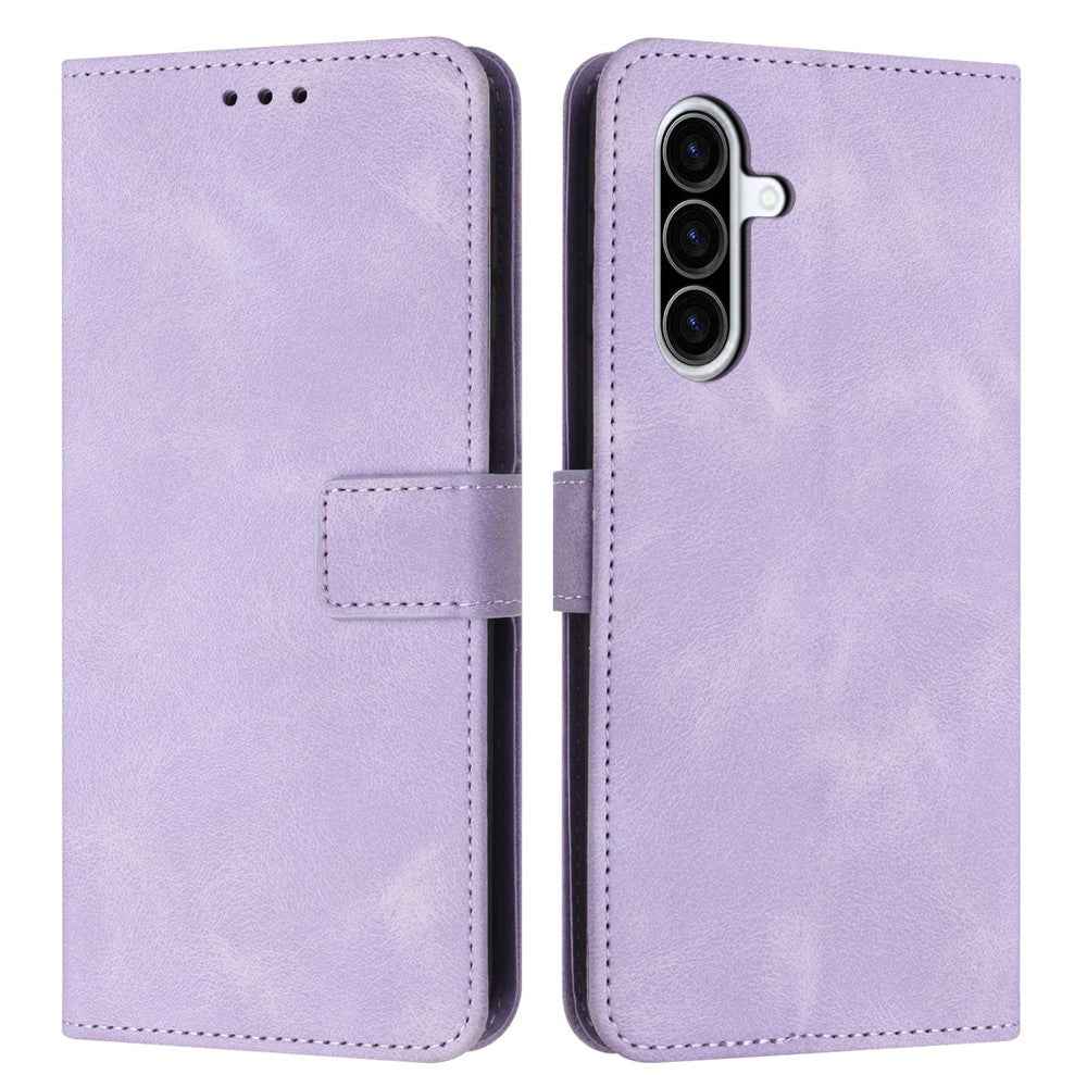 For Samsung Galaxy A57 5G Case Solid Color Leather Wallet Protective Phone Cover - Purple