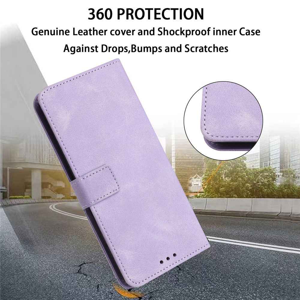 For Samsung Galaxy A57 5G Case Solid Color Leather Wallet Protective Phone Cover - Purple