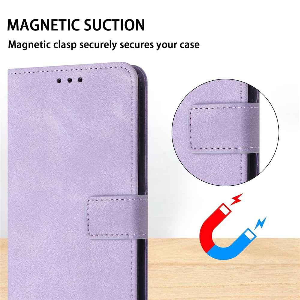 For Samsung Galaxy A57 5G Case Solid Color Leather Wallet Protective Phone Cover - Purple