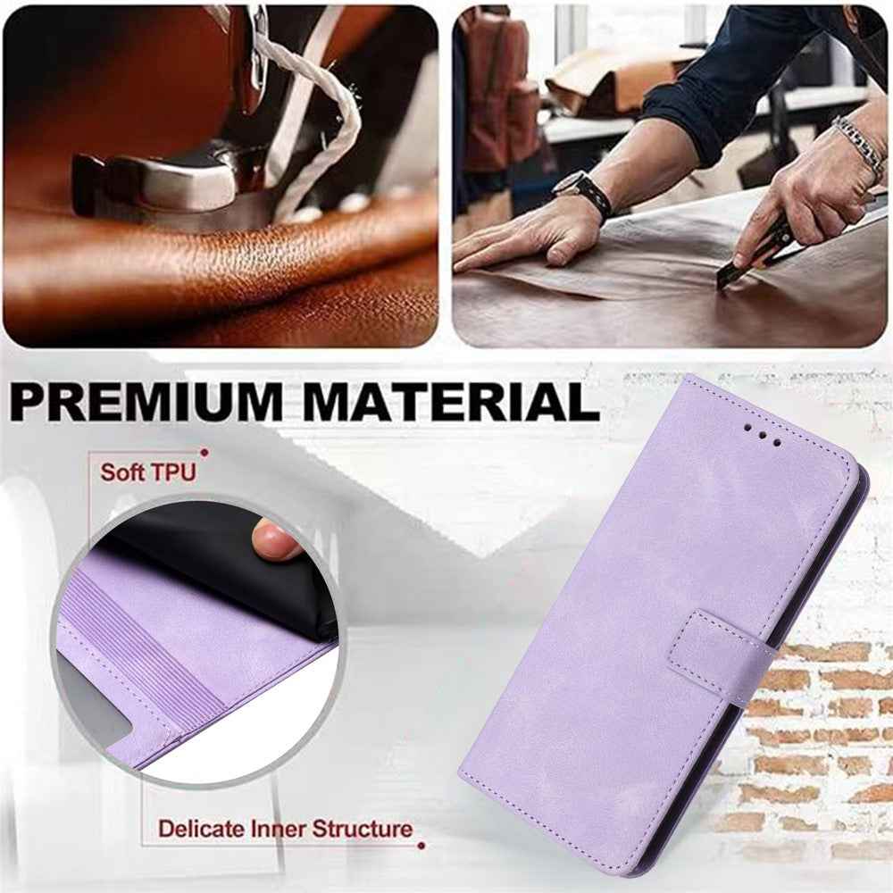 For Samsung Galaxy A57 5G Case Solid Color Leather Wallet Protective Phone Cover - Purple