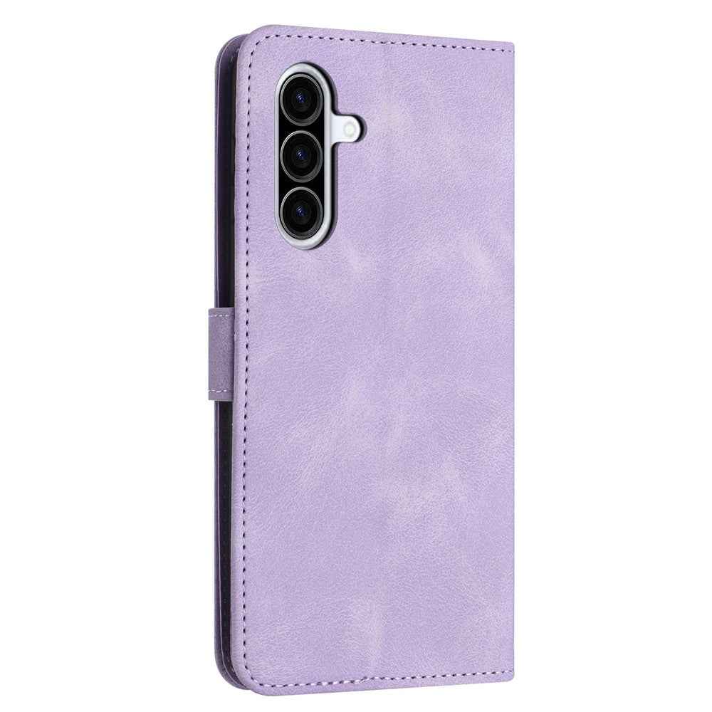 For Samsung Galaxy A57 5G Case Solid Color Leather Wallet Protective Phone Cover - Purple