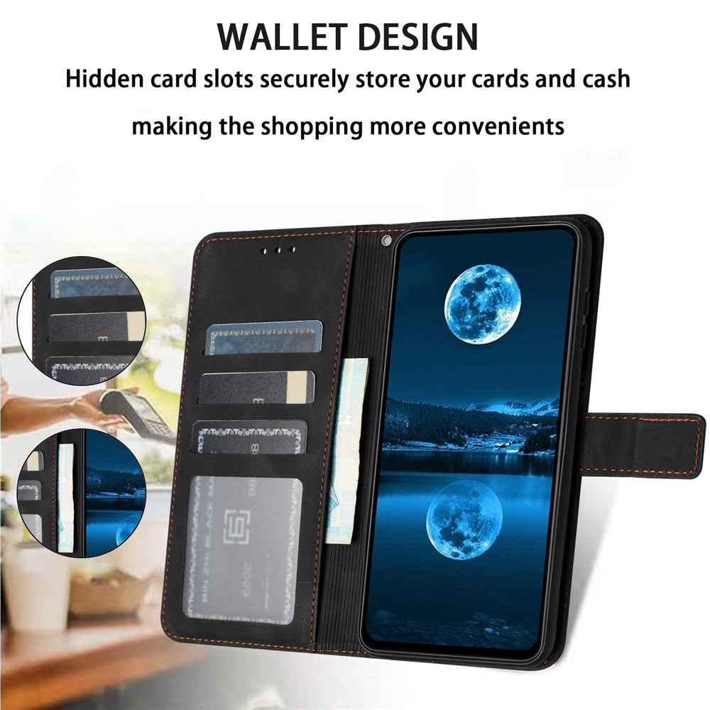 For Samsung Galaxy A57 5G Case Solid Color Leather Wallet Protective Phone Cover - Black