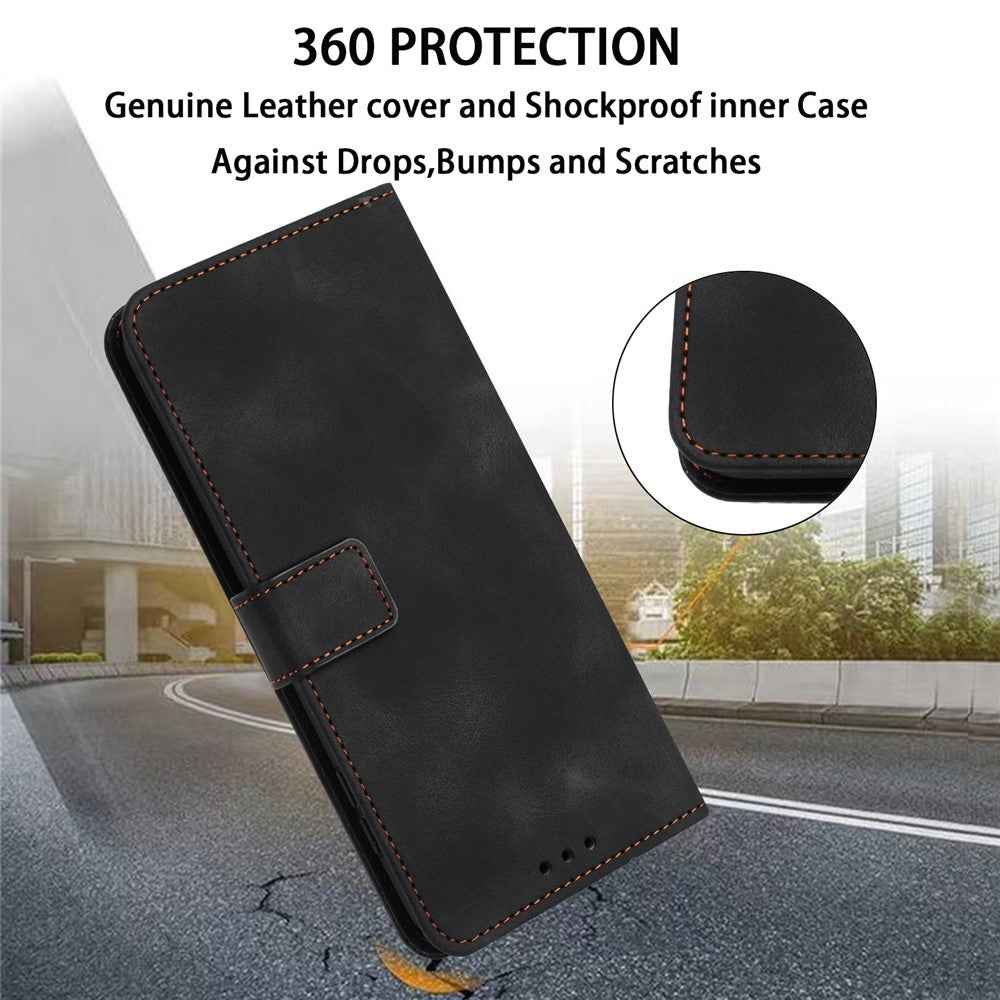 For Samsung Galaxy A57 5G Case Solid Color Leather Wallet Protective Phone Cover - Black