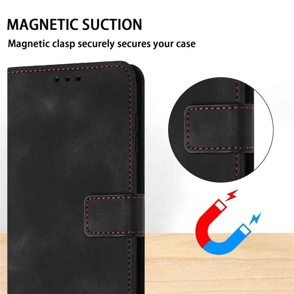 For Samsung Galaxy A57 5G Case Solid Color Leather Wallet Protective Phone Cover - Black