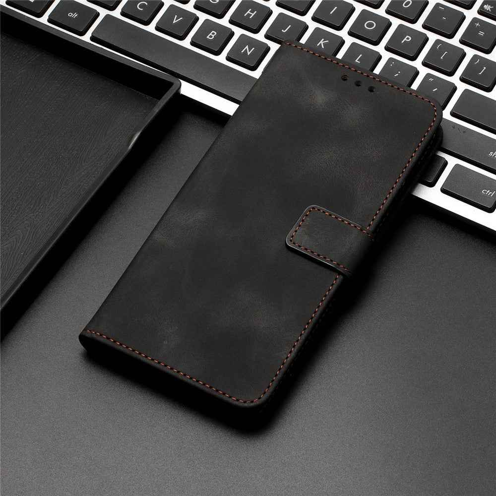 For Samsung Galaxy A57 5G Case Solid Color Leather Wallet Protective Phone Cover - Black