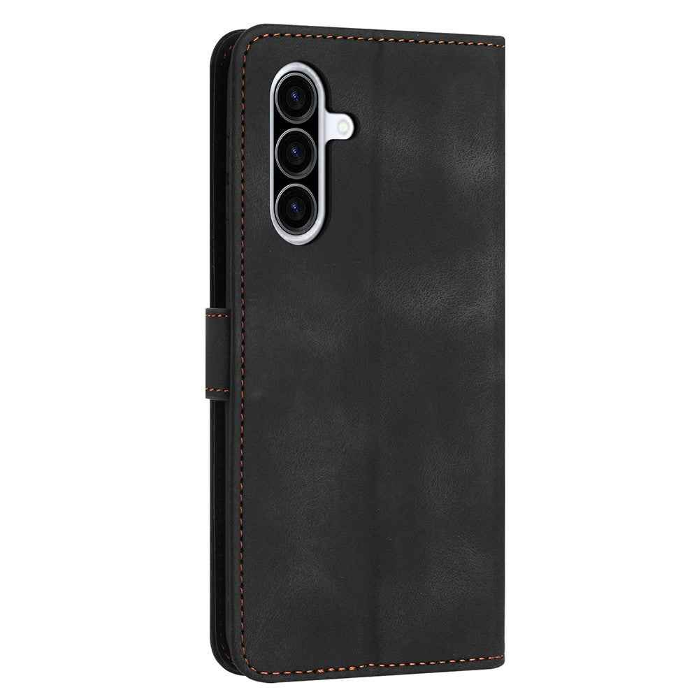 For Samsung Galaxy A57 5G Case Solid Color Leather Wallet Protective Phone Cover - Black