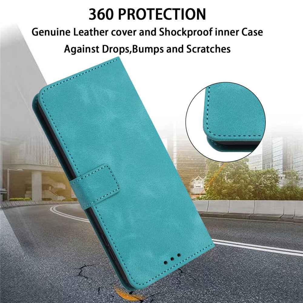 For Samsung Galaxy A57 5G Case Solid Color Leather Wallet Protective Phone Cover - Green