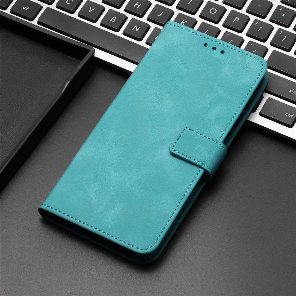 For Samsung Galaxy A57 5G Case Solid Color Leather Wallet Protective Phone Cover - Green