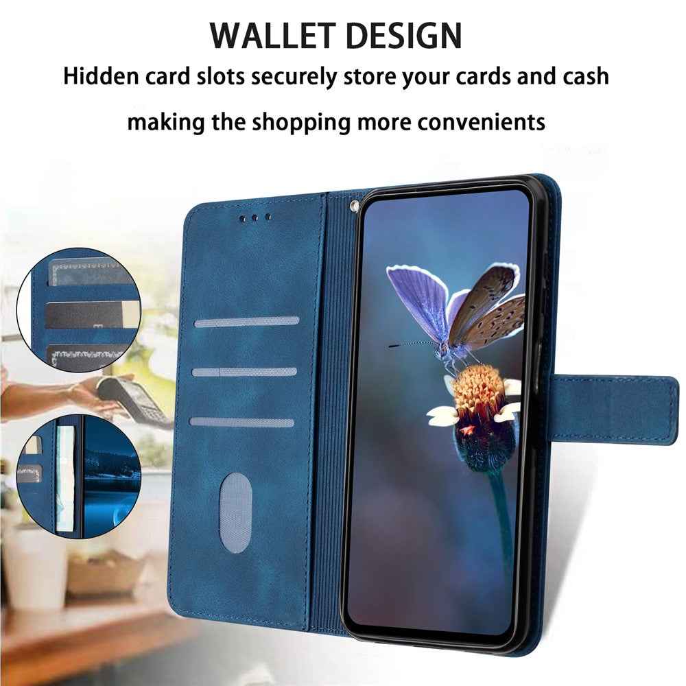 For Samsung Galaxy A57 5G Case Triangle Imprinted Anti-Scratch PU Leather Phone Wallet Cover - Blue