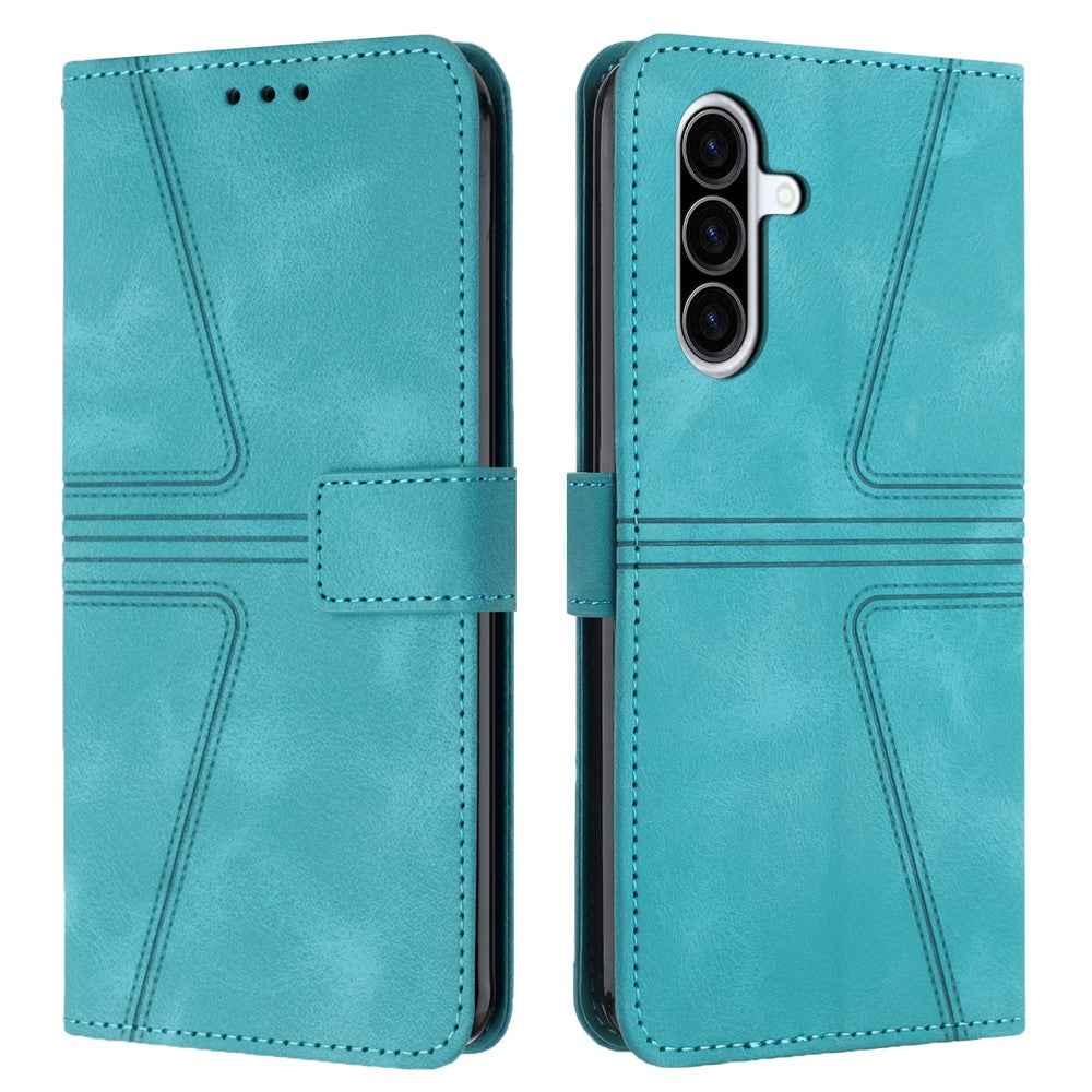 For Samsung Galaxy A57 5G Case Triangle Imprinted Anti-Scratch PU Leather Phone Wallet Cover - Green