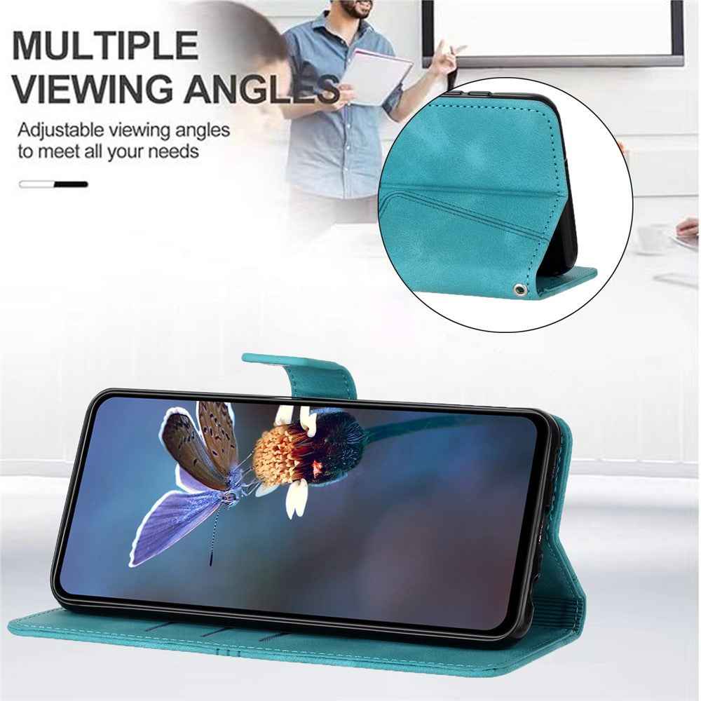 For Samsung Galaxy A57 5G Case Triangle Imprinted Anti-Scratch PU Leather Phone Wallet Cover - Green
