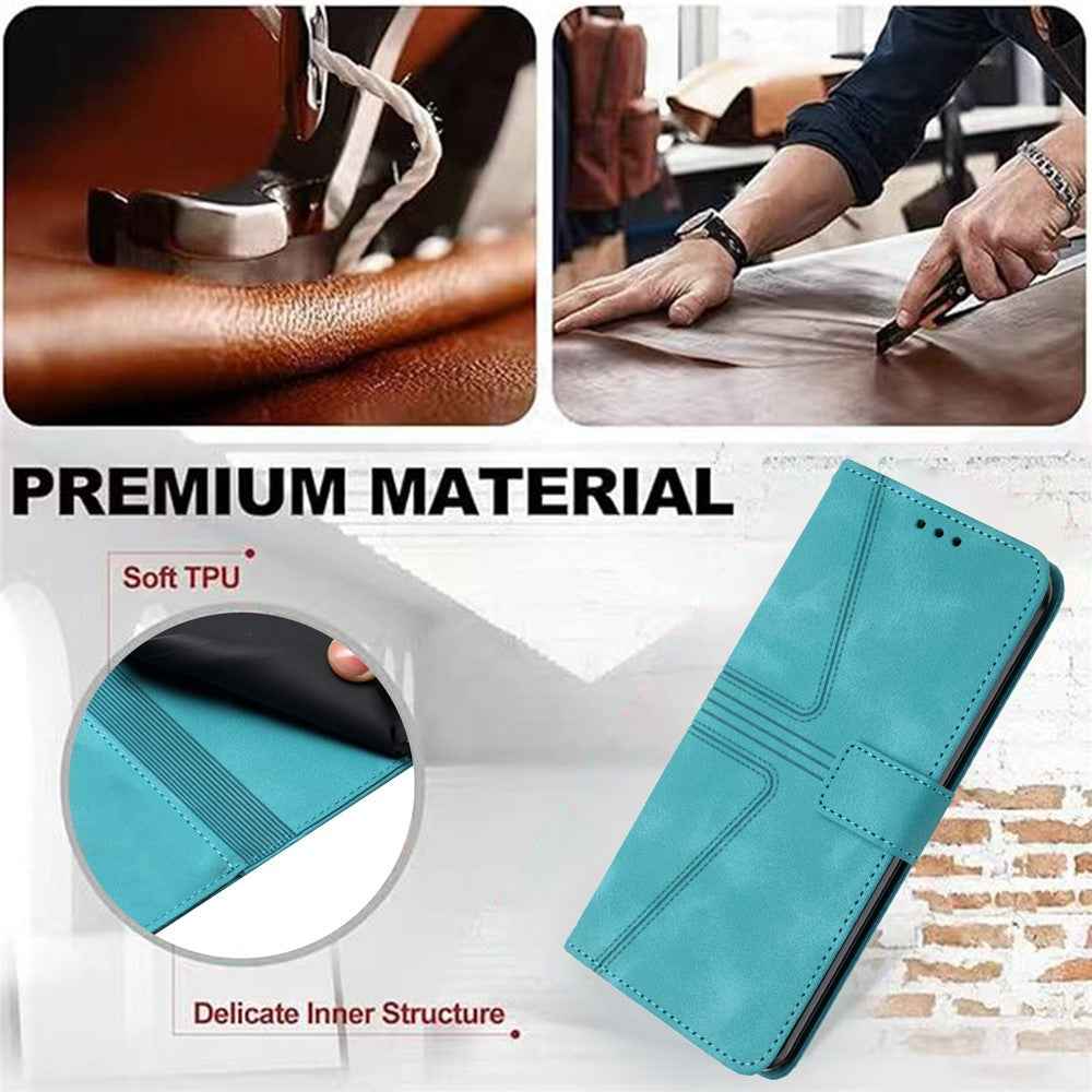 For Samsung Galaxy A57 5G Case Triangle Imprinted Anti-Scratch PU Leather Phone Wallet Cover - Green
