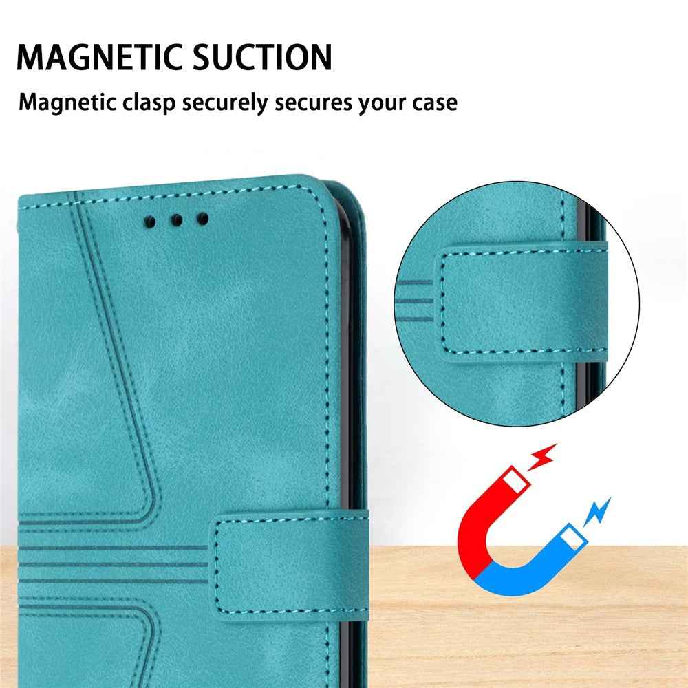 For Samsung Galaxy A57 5G Case Triangle Imprinted Anti-Scratch PU Leather Phone Wallet Cover - Green