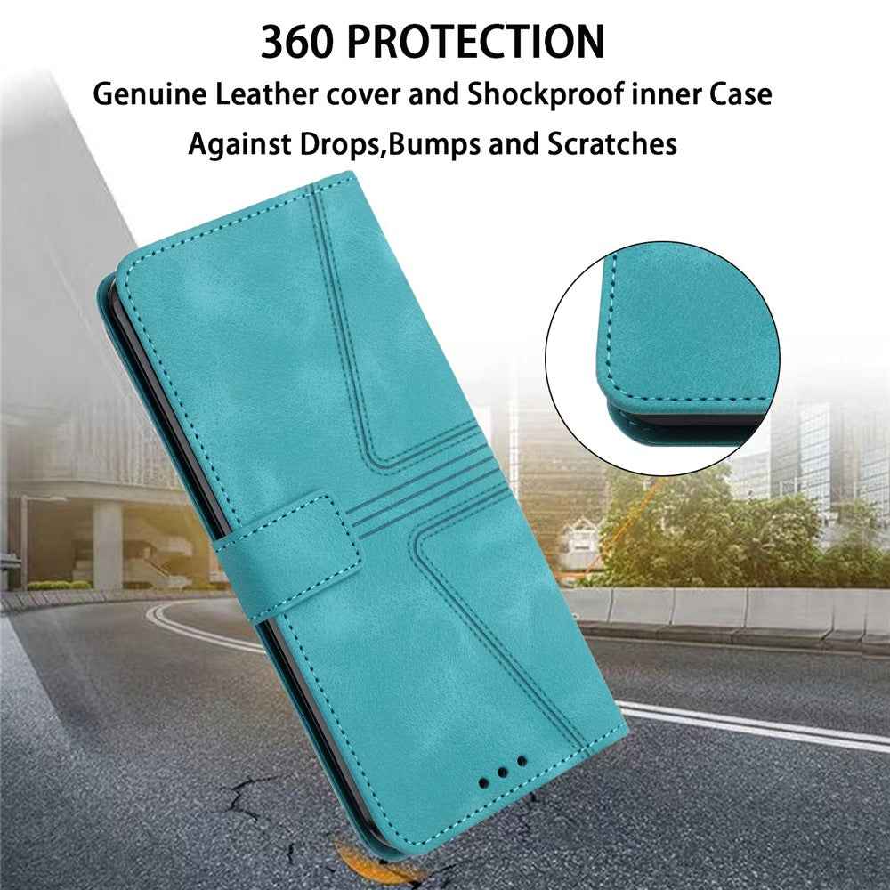 For Samsung Galaxy A57 5G Case Triangle Imprinted Anti-Scratch PU Leather Phone Wallet Cover - Green